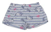 Bílo-modré pruhované pyžamové kraťasy s Hello Kitty 