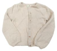 Pudrový chlupatý propínací svetr H&M