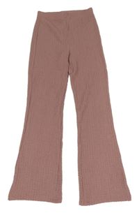 Starorůžové mačkané flare lehké kalhoty Primark