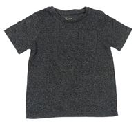 Černo-šedé melírované tričko s kapsou Tu