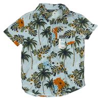 Světlemodrá květovaná košile s listy zn. Primark