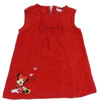 Červené manšestrové šaty s Minnie Disney