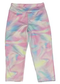 Růžovo-barevné vzorované sportovní crop legíny Primark
