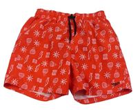 Červené plážové kraťasy se sluníčky a mráčky Speedo