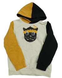 Bílo-hořčicovo-černá mikina s pumou a kapucí Puma