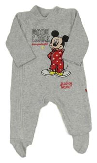 Světlešedý fleecový overal s Mickeym Disney