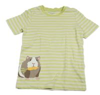 Zeleno-bílé pruhované triko s morčetem Tchibo