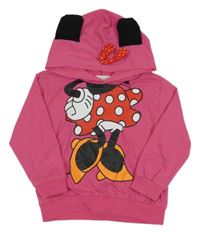 Růžová mikina s Minnie a kapucí s oušky 