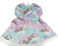 Mintovo-fialovo-růžové šaty s jednorožci 