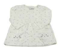 Bílo-modré květované šaty s myškami Peacocks