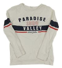 Bílo-tmavomodro-červené mikinotriko s nápisy a číslem H&M