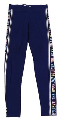 Tmavomodré legíny s nápisy M&S