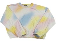 Bílo-barevná pastelová vzorovaná crop mikina Bluezoo