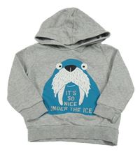 Světlešedá melírovaná mikina s mrožem a kapucí C&A