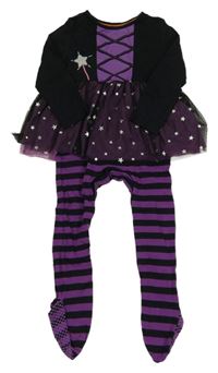 Kostým - Černo-fialový overal s tylovou sukní - Čarodějnice F&F