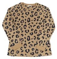 Béžovo-černo-růžová fleecová mikina s leopardím vzorem M&S