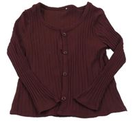 Vínové žebrované propínací crop triko George