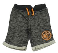 Nové - Šedé melírované teplákové kraťasy se žralokem 