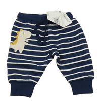 Nové - Tmavomodro-bílé pruhované tepláky s dinem M&S