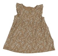 Hnědo-bílé květované šaty C&A