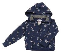 Tmavomodrá květovaná softshellová bunda s kapucí H&M