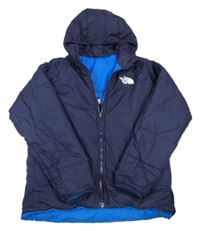 Tmavomodrá šusťáková oboustranná zimní bunda s kapucí The North Face