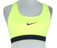 Dámský neonově zeleno-černý sportovní crop top Nike 