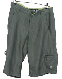 Pánské khaki šusťákové outdoorové kraťasy s kapsami Quiksilver 