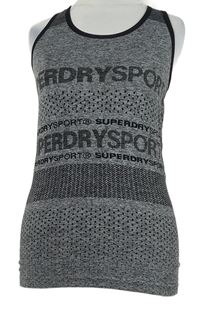 Dámský šedo-černý vzorovaný sportovní top s logem Superdry 