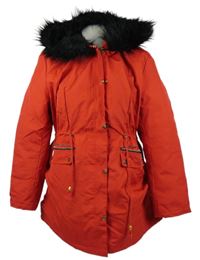 Dámská červená šusťáková zimní parka s kapucí 