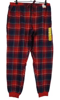 Nové - Dámské červeno-tmavomodré kostkované pyžamové kalhoty Love To Lounge 