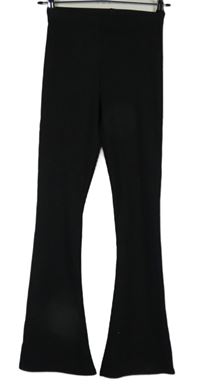 Dámské černé žebrované zvonové teplákové kalhoty Topshop 