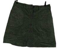 Dámská khaki manšestrová propínací sukně Boden