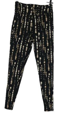 Dámské černo-béžové vzorované sportovní legíny F&F