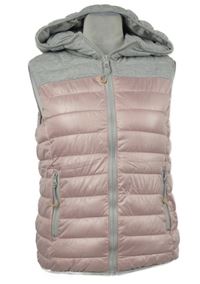Dámská světlerůžovo-šedá šusťáková zateplená vesta s kapucí FB Sister 