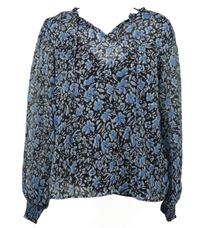 Dámská tmavomodro-světlemodrá květovaná halenka se všitým topem C&A