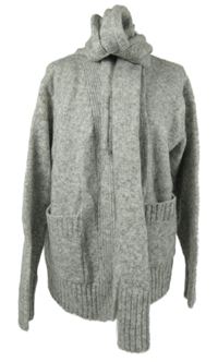 Nové - Dámský šedý svetrový cardigán se šálou Primark 