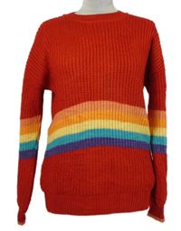 Pánský červeno-barevný pruhovaný svetr Next 