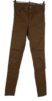 Dámské hnědé koženkové skinny kalhoty Orsay 