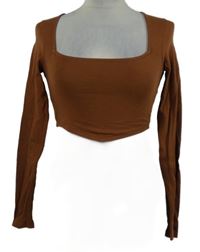 Dámské hnědé crop triko Asos 