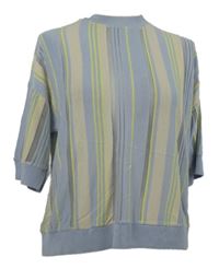 Dámský světlemodro-žluté pruhované pletené tričko MNG 