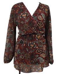 Dámská vínová vzorovaná šifonová tunika s mašlí Cloud 5ive 