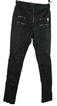 Dámské černé koženkové tregíny PrettyLittle Thing