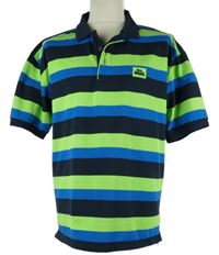 Pánské modro-zeleno-tmavomodré pruhované polo tričko Lonsdale 
