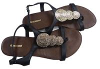Dámské hnědo-černé koženkové sandály/žabky s plíšky Graceland vel. 38