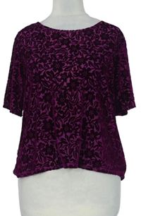 Dámské purpurové vzorované sametové tričko Dorothy Perkins 