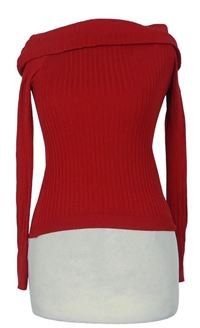 Dámský červený žebrovaný svetr s komínovým límcem H&M