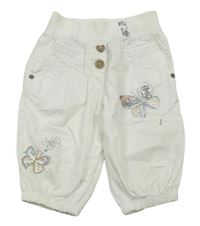 Bílé plátěné capri kalhoty s motýlky zn. Next