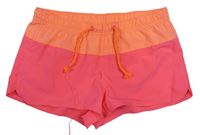 Neonově oranžovo-růžové šusťákové kraťasy zn. H&M