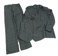 3set- šedé kostkované slavnostní sako+ kalhoty+ vesta Name it